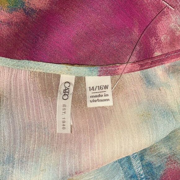 Cato Tie Dyed Ruffle Tiered Front Tie Kimono Maxi Duster 14/16W - Picture 6 of 7